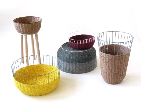 Baskets made from paper yarn