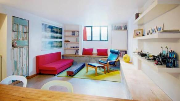 The apartment under the house of architects Timothy Mitanidis and Claudia Bader is predominately white to make the place feel larger. Andrew Snow Photography